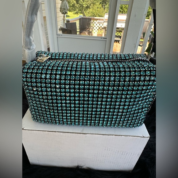 Rhinestone purse crossbody Lake Blue NWT - Picture 11 of 11